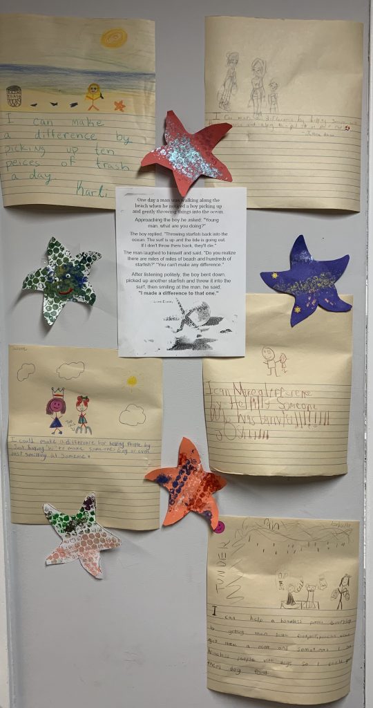 starfish letters made by the children